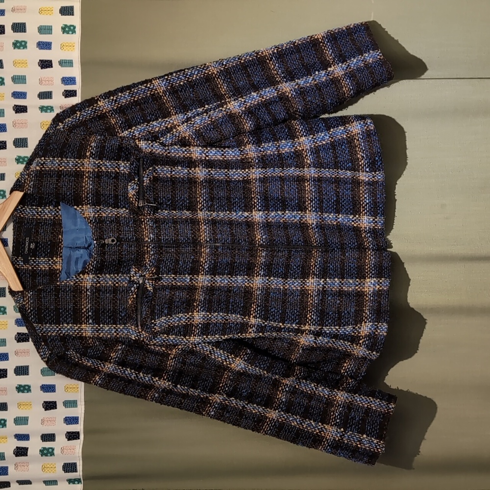 Plaid zipper front and pockets
